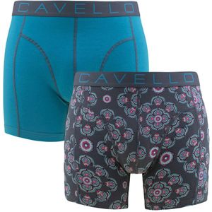 Cavello - 2-pack boxershorts flower print blauw & grijs - Heren