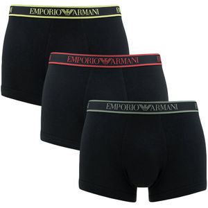 Emporio Armani - 3-pack boxershorts coloured waistband logo basic zwart - Heren