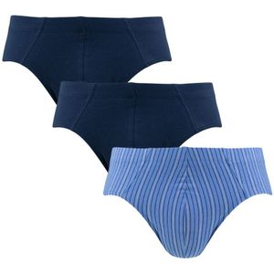 Schiesser boxershorts - 95/5 3-pack herenslips basic stripe blauw - Heren