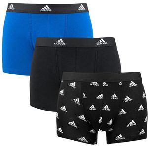 Adidas - 3-pack boxershort trunks active flex basic logo zwart & blauw - Heren