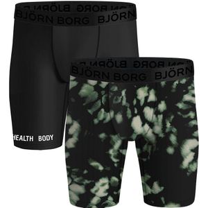 Björn Borg - Performance 2-pack microfiber long boxershorts tie dye zwart & groen - Heren