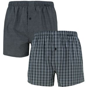 Schiesser - 2-pack wijde boxershorts ruit grijs - Heren