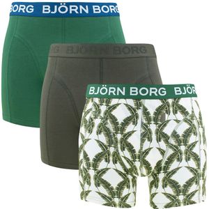 Björn Borg - Cotton stretch 3-pack boxershorts palmtrees groen & wit - Heren