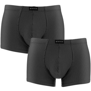 TOM TAILOR - 2-pack microfiber boxershorts stripes zwart - Heren