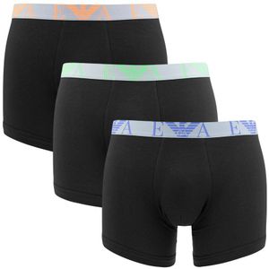 Emporio Armani - 3-pack boxershorts coloured waistband logo zwart - Heren
