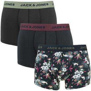 Jack & Jones - 3-pack microfiber boxershorts flower zwart - Heren