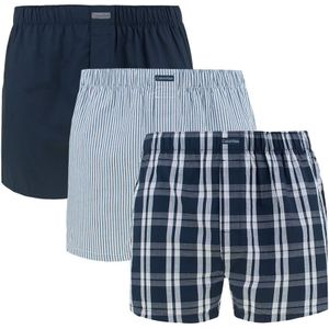 Calvin Klein boxershorts - 3-pack woven classic fit stripe / check / blauw - Heren wijd