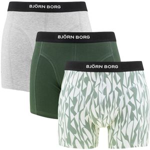 Björn Borg - Premium cotton stretch 3-pack boxershorts basic print groen & grijs - Heren