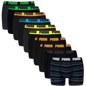 PUMA - Everyday 10-pack boxershorts stripe & solid zwart & grijs - Heren