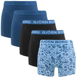 Björn Borg - Cotton stretch 5-pack boxershorts basic palm blauw & zwart - Heren
