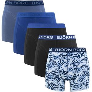 Björn Borg - Cotton stretch 5-pack boxershorts basic waves blauw & zwart - Heren