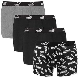 PUMA - 4-pack boxershorts basic logo zwart & grijs - Heren