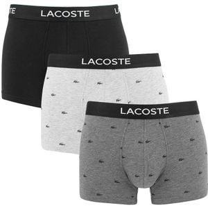 Lacoste - 3-pack boxershorts all over mini logo grijs & zwart - Heren