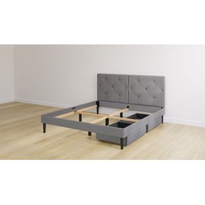 Emma Original Bed - 180x200 cm - Donker grijs - Elegant Hoofdbord - 2 Lades