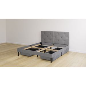 Emma Original Bed - 140x200 cm - Donker grijs - Elegant Hoofdbord - 4 Lades