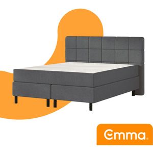 Emma Deluxe Boxspring 140x200 - Donkergrijs - Klassiek - Zwart Eiken - Hybrid