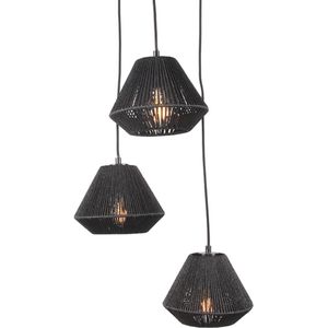 Hanglamp Ibiza - Diamant 3 lampen zwart