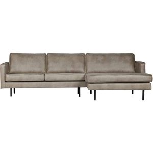 Hoekbank Rodeo chaise - Lichtgrijs rechts PU-leder