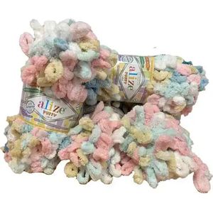 Puffy home deco deken 70x95 pakket wit roze blauw