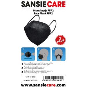 Mondkapje FFP2 zwart 2 stuks