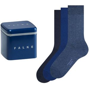 FALKE sokken happy 3-pack giftbox solid blauw heren