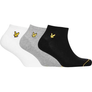 Lyle & Scott 3-pack sneakersokken ross zwart, grijs & wit heren