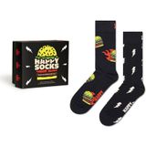 Happy Socks giftbox 2-pack sokken blast off burger zwart unisex