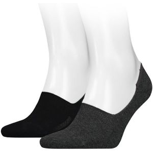 Levi&#039;s sokken 2-pack footies grijs & zwart unisex