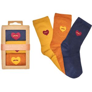 M. Moustache dames giftbox 3-pack sokken fancy heart multi dames