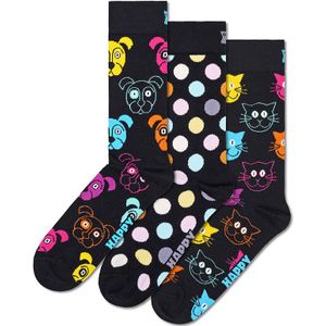 Happy Socks 3-pack sokken classic dog zwart unisex