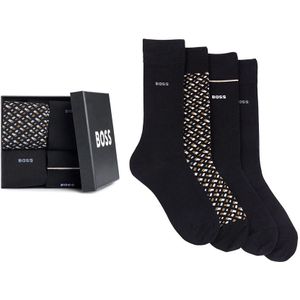 Hugo Boss BOSS giftbox 4-pack sokken basic print zwart heren