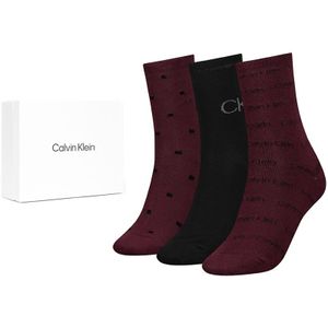 Calvin Klein dames giftbox 3-pack sokken lurex mix logo paars & zwart dames