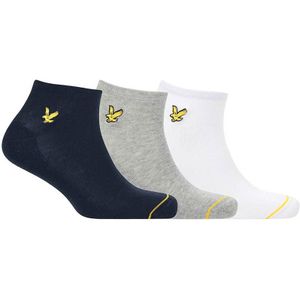 Lyle & Scott 3-pack sneakersokken ross wit, grijs, blauw heren