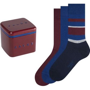FALKE sokken happy box 3-pack stripe solid blauw & rood heren