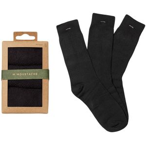 M. Moustache heren giftbox 3-pack sokken gaufré zwart heren