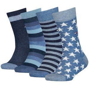 Tommy Hilfiger kids 4-pack sokken basic stripe & stars only blauw kids