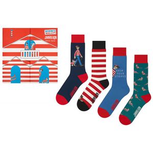 Jimmy Lion giftbox 4-pack sokken where&#039;s wally  multi unisex