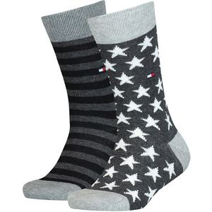 Tommy Hilfiger kids 2-pack sokken stars & stripes zwart & grijs kids