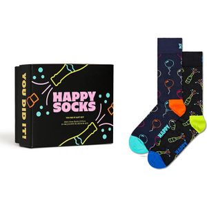 Happy Socks giftbox 2-pack sokken you did it blauw & zwart unisex