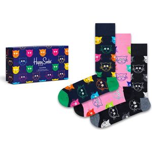 Happy Socks giftbox 3-pack sokken mixed cat multi heren