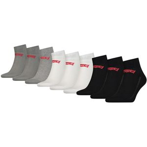 Levi&#039;s 9-pack quartersokken batwing logo zwart, grijs & wit unisex