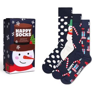 Happy Socks giftbox 3-pack sokken holiday navy blauw unisex