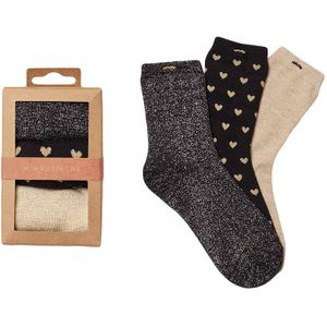M. Moustache dames giftbox 3-pack sokken glitter hearts multi dames