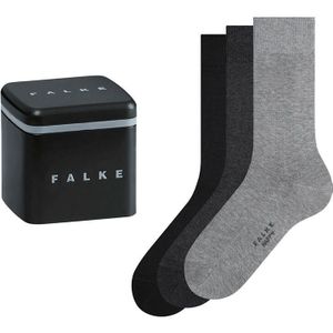 FALKE sokken happy 3-pack giftbox solid grijs & zwart heren