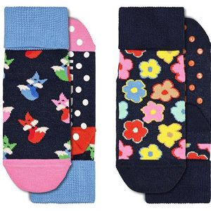 Happy Socks kids 2-pack antislip sokken fox & flower multi  kids
