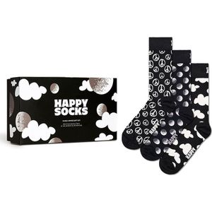 Happy Socks giftbox 3-pack sokken black and white zwart unisex