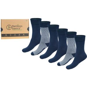Bamboo Basics sokken beau 6-pack giftbox stripe blauw unisex