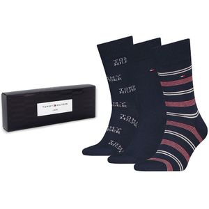 Tommy Hilfiger giftbox 3-pack sokken tommy stripe blauw heren