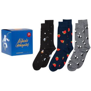Alfredo Gonzales giftbox 3-pack sokken astronauts, strawberry & panda multi unisex