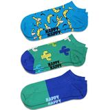 Happy Socks 3-pack sneakersokken banana blauw unisex